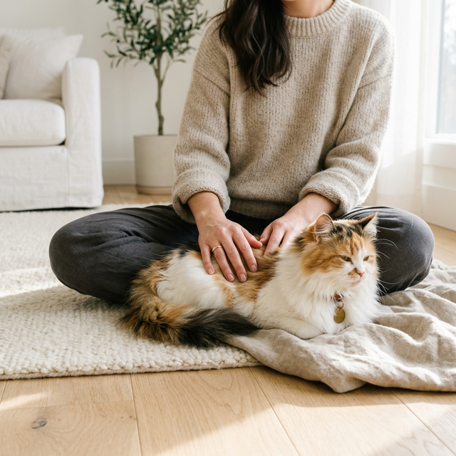 CatSitter profesional cuidando gato en casa